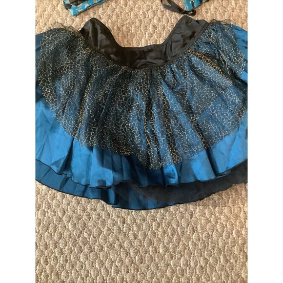 Lace/Satin Size Small Skirt Black/Teal Arm Bands, And Wrist Bands. New - Picture 4 of 4